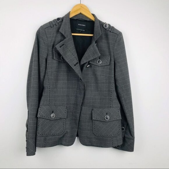 Nicole  Benisti Gray Plaid Single Breasted blazer Jacket women size  6 - Picture 13 of 14